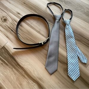 BonTon Silver/Black & Bergamo Blue/Teal Zipper Ties Black/Brown Reversible Belt